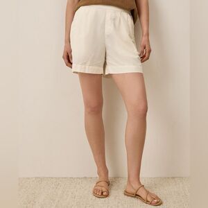 Pact Canopy Organic Cotton Linen Blend High-Waisted Shorts Bone XL 16/18/20